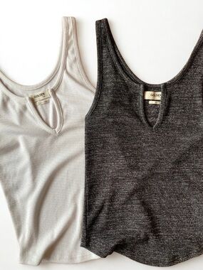 **2 for $25** Aritzia TNA Ribbed Tanks, White + Navy, Size S